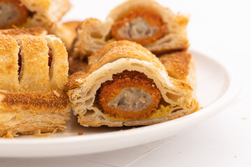 Traditional Dutch Snacks Sausage Rolls pastry kroket