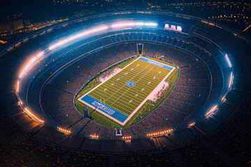  aerial view of football stadium at night