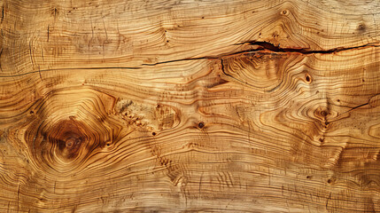 Detailed straight-on view of a wooden surface, highlighting the texture, patterns, and a central crack