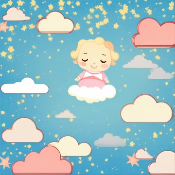 Seamless-Pattern-With-Cute-Baby-Child-Motifs-For-Nursery-Textile-Design,A charming seamless pattern featuring adorable baby child motifs, perfect for enhancing nursery textiles and creating a warm
