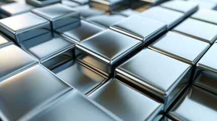 Metal block array abstract background, industrial design created with generative AI technology