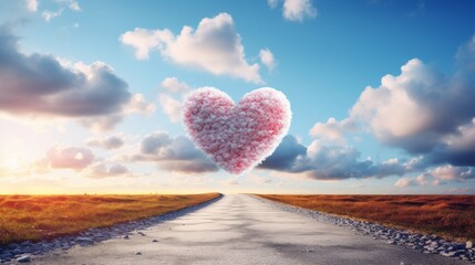 Fototapeta premium Floating heart in the clouds