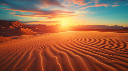Fototapeta na wymiar Sunset over the sand dunes background