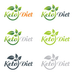 Keto diet nutrition symbol product label design vector