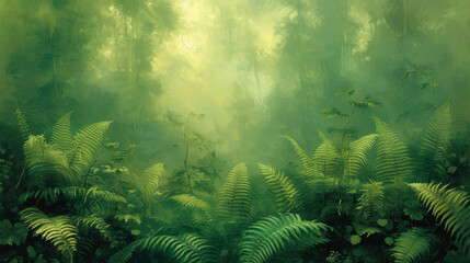 Fototapeta na wymiar Texture of lush ferns swaying in unison their delicate fronds creating a symphony of movement.