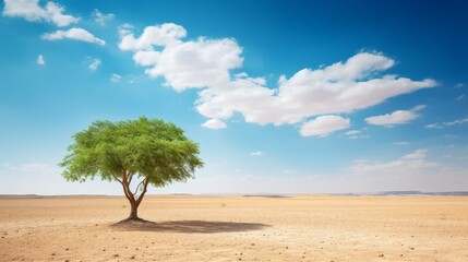 Fototapeta na wymiar Single Green tree in the desert