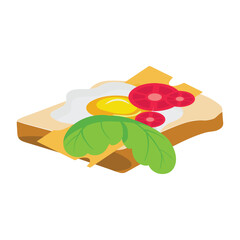 Sandwich with fried egg and bread toast, collection of wheat sandwiches vector illustration, with butter, fried eggs, cheese, Breakfast concept toast