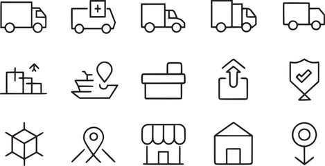 Shipping, Delivery, etc. Editable icon set vector collection.