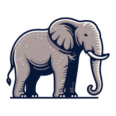 Fototapeta premium Elephant full body vector illustration, zoology illustration, African safari wild animal design template isolated on white background