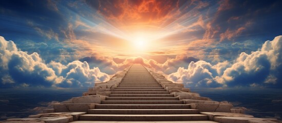 Stairs to Heaven, Stairs to top - obrazy, fototapety, plakaty