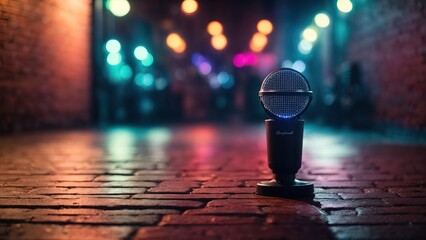 Microphone in night street