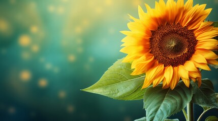 sunflower on natural green background and sunny