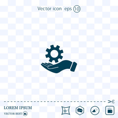 Gear symbol. Vector illustration on a light background. Eps 10