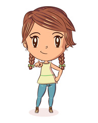 Fototapeta premium Girl pointing front view
