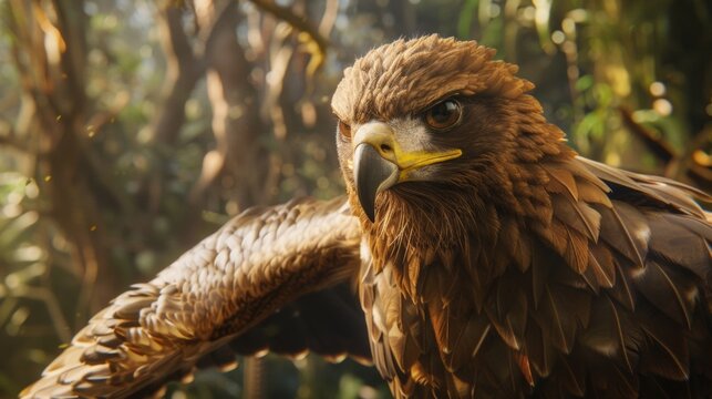 An eagle warrior stoically gazes out a symbol of fearlessness and determination in the face of battle.