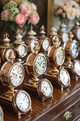 Group of clocks are displayed on a table