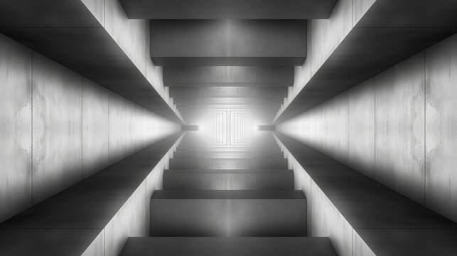 black and white symmetrical deep tunnel