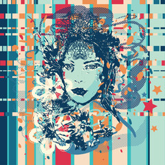 Retro girl poster in pop art style