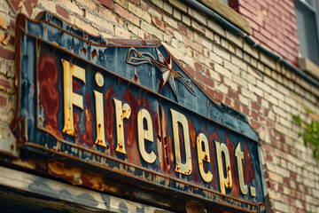Fire Department sign,with writing&rdquo; fire dept.&rdquo;