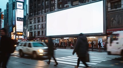 Vibrant Times Square Billboard Mockup: NYC Urban Scene with Empty Advertisement Space - obrazy, fototapety, plakaty