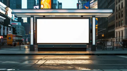 Küchenrückwand glas motiv Vibrant Times Square Billboard Mockup: NYC Urban Scene with Empty Advertisement Space © Ashi