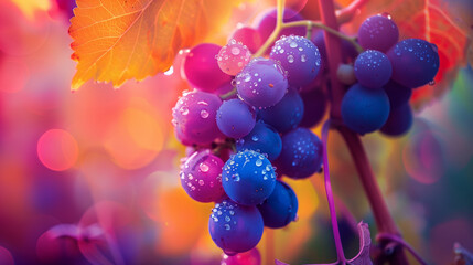 condensation on juicy vibrant grapes, macro shot - obrazy, fototapety, plakaty