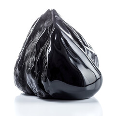 Obsidian volcanic glass mineral on white background