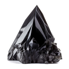Obsidian volcanic glass mineral on white background