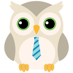 happy cute owl with necktie illustration 