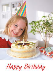 Little girl with a birthday cake