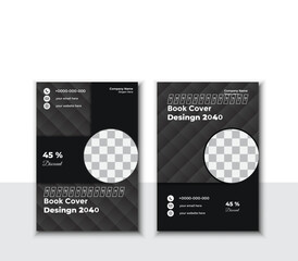 vector modern two color black unique book cover design template