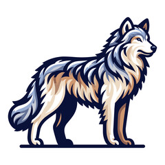 Obraz premium Wild wolf dog full body design vector illustration, animal wildlife template isolated on white background