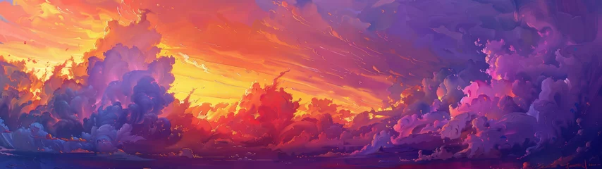 Photo sur Plexiglas Tailler Sunset Serenade with Cascading Cloud Waves