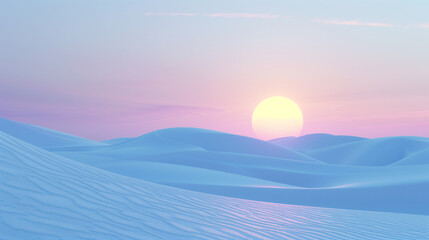 Fototapeta na wymiar Pastel Pink Sunrise over a Surreal Digital Landscape, Dreamy Aesthetic of Virtual Reality