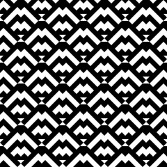 Seamless pattern. Ethnic wallpaper. Zigzag lines, triangular shapes background. Folk image. Curves, triangles ornament. Simple backdrop. Figures motif. Digital paper, textile print, abstract. Vector.