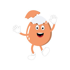 Happy egg cartoon mascot character, Cartoon egg giving thumb up, hand drawn cartoon kawaii vector illustration. Retro Easter with different emotions