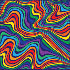 Psychedelic wavy lines.geometric multicolored texture,  wallpaper graphic design.Wavy Swirl Seamless Pattern Groovy Background, Wallpaper, Print, fabric.