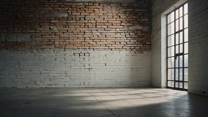 White brick wall and concrete floor