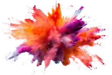 Zelfklevend Fotobehang Explosion splash of colorful powder with freeze isolated on background, abstract splatter of colored dust powder. © TANATPON