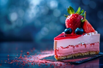 Strawberry Cheesecake, Cheesecake Pastry, Cream Cheese Dessert, Strawberry Cheese Cake - obrazy, fototapety, plakaty