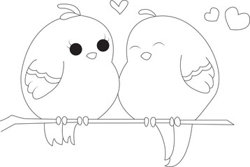 cute love bird coloring page for kids & adults