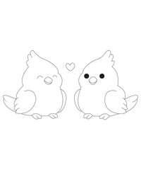 cute love bird coloring page for kids & adults