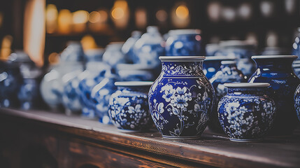 Dutch Chinoiserie Porcelain China Vases and Pots - obrazy, fototapety, plakaty