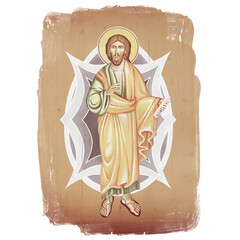 The Holy Transfiguration of our Lord God and Savior Jesus Christ. Christian illustration in Byzantine style isolated