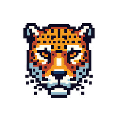 Tiger head pixel on white background. Editable vector illustration