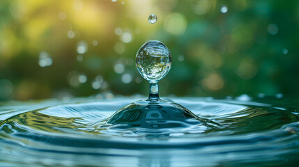 Close-up of a drop of water on a natural background