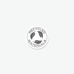 Recycled materials icon sticker isolated on gray background
