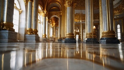 Fototapeta na wymiar Gold marble interior of the royal palace