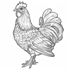 Fototapeta na wymiar Chicken, poultry, black and white coloring book. coloring pages for children.