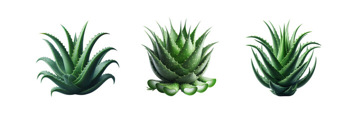 Set of Aloe Vera Plant, illustration, isolated over on transparent white background - obrazy, fototapety, plakaty